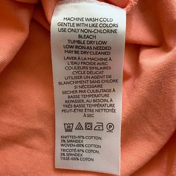 Anthropologie Coral Pink Puff Sleeve V-Neck Faux Wrap Crop Top NWT Size Small - Picture 5 of 6